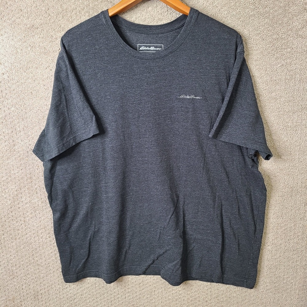 Eddie Bauer Shirt Mens XXL Gray Cotton Blend Short Sleeve Crew Neck Casual
